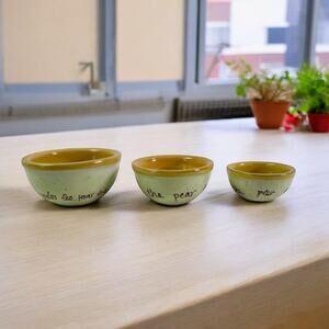 Boyds Collection Bearware Pottery Works 3 Mini Nesting Bowls Under The Pear Tree